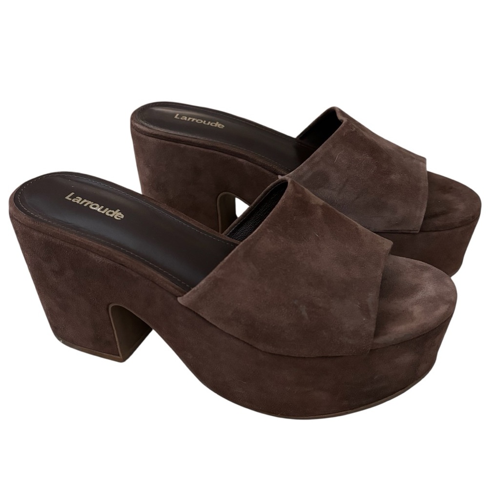 Larroude Miso Suede Brown Platform Mules